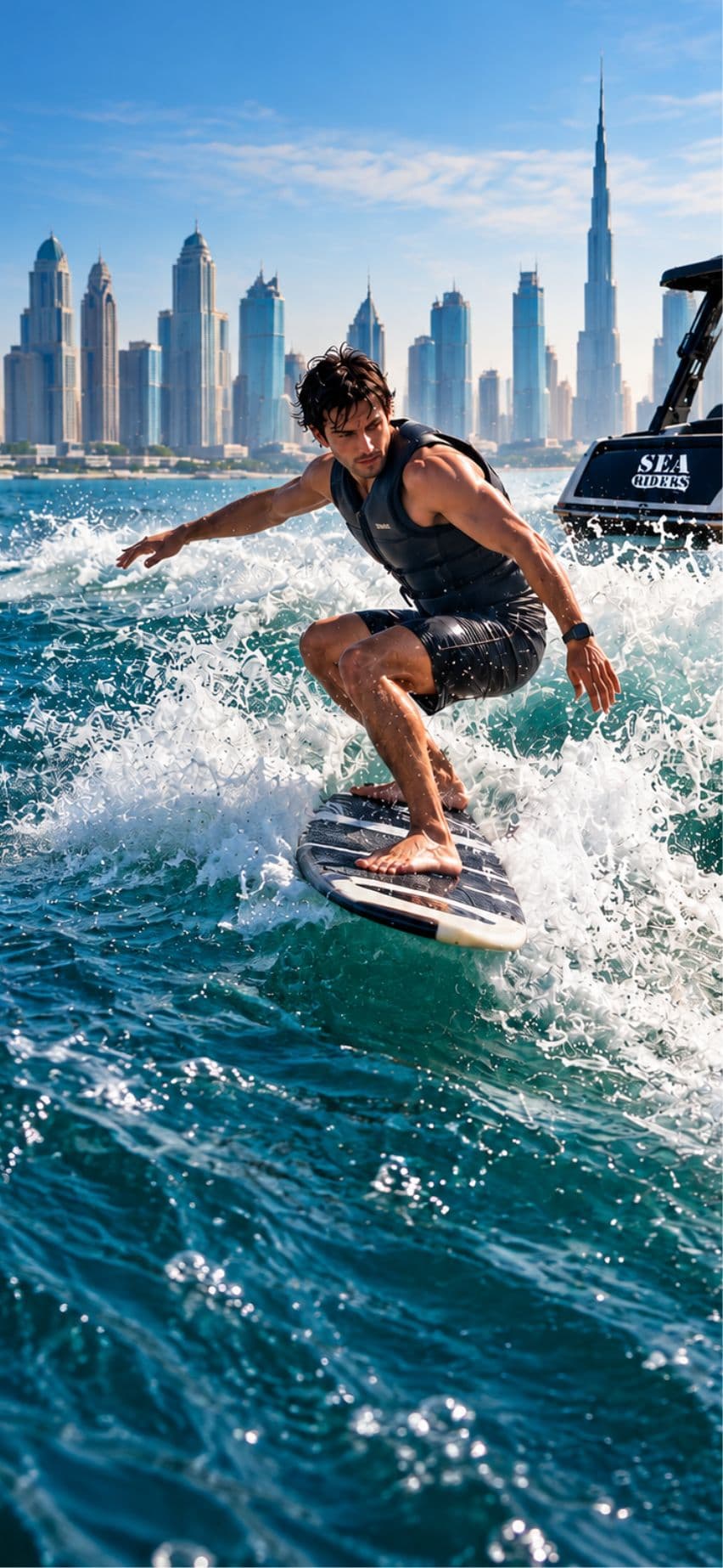 Wake surfing in Dubai with Sea Riders