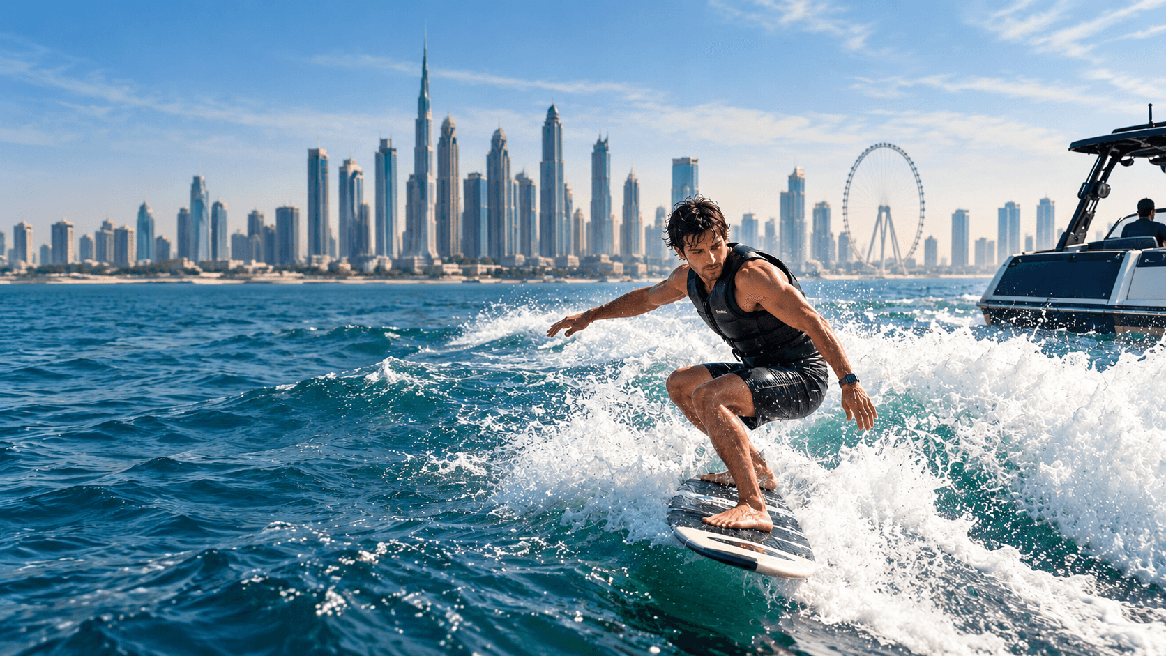 Wake surfing in Dubai with Sea Riders